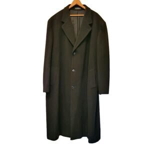 Andrew Fezza Men's 52R Black Coat Cashmere Blend Heavy Long Italian Overcoat